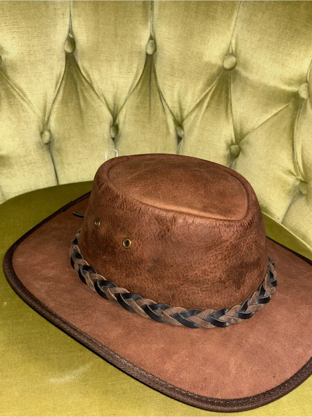 Barmah Squashy Bronco Hat Cattle Leather Made In USA Brown - Large 57